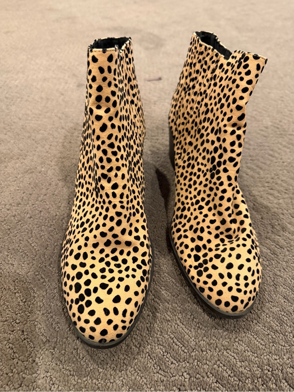 Chinese Laundry Leopard-Print Ankle Boots in Tan and Black